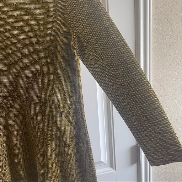 H&M Yellow & Black Long Sleeve Textured Knit Midi Skater Dress; SZ M; BNWT - Picture 5 of 8